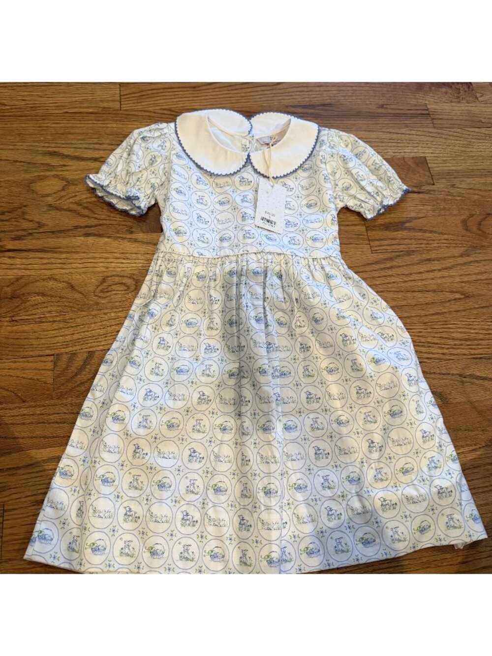 SMOCKINGBIRD GIRLS BLUE WHITE EASTER DRESS NEW SIZE 5